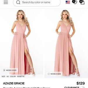 Azazie Rosette Pleated Maxi Dress bridesmaid